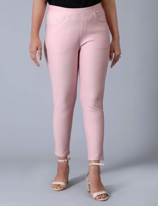 Skinny fit jeggings in pink cotton