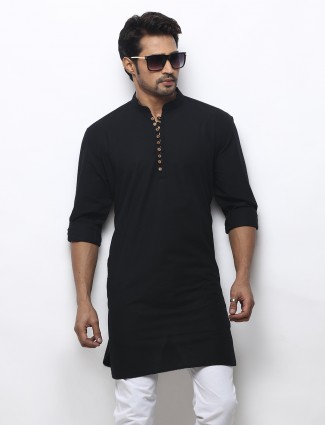 Solid black full sleeves kurta for festive