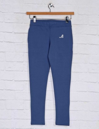 Solid Blue cotton track pant in cotton