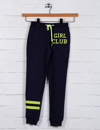 Solid navy casual jeggings for girls
