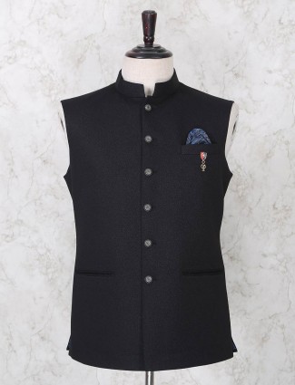 Solid navy terry rayon party waistcoat