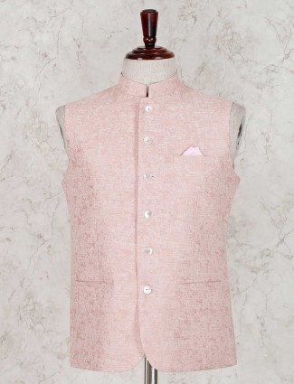 Solid peach terry rayon party waistcoat