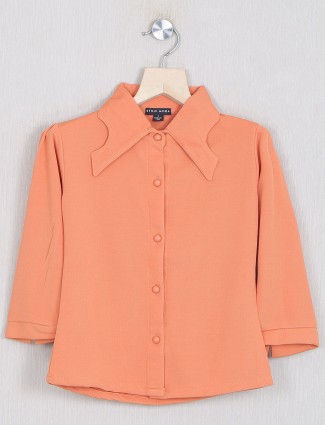 Stilomodo orange solid shirt cotton top for preety girls