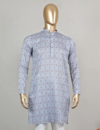 Stunning blue cotton festive wear short pathani suit