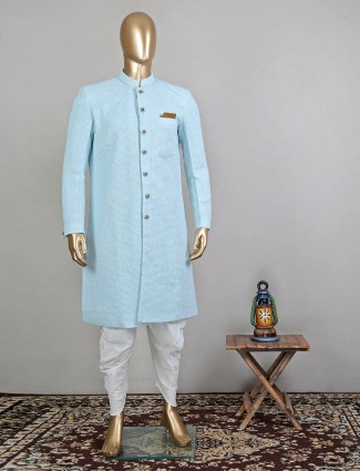 Stunning blue georgette wedding wear indowestern sherwani