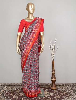 Stunning multicolor festive functions cotton silk saree