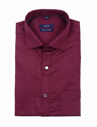 TAG purple solid slim fit shirt
