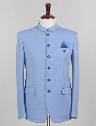Terry rayon jodhpuri blazer in blue color