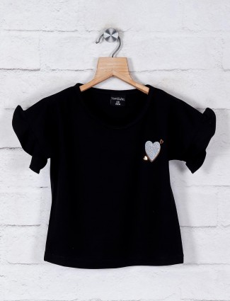 Tiny Girl solid black cotton casual top