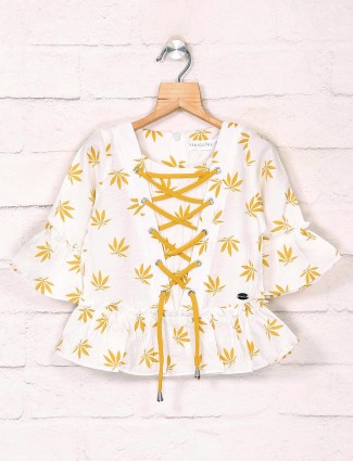 Tiny Girl white casual cotton casual printed top
