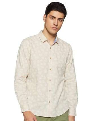 UCB beige printed casual shirt