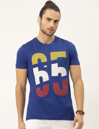 UCB blue printed half sleeves cotton t-shirt