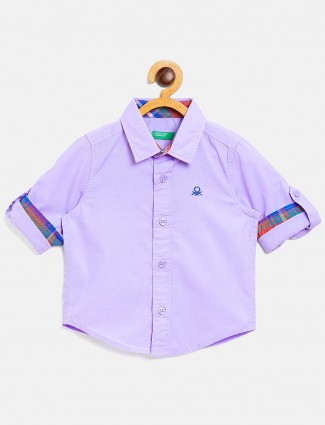 UCB casual wear solid violet shirt
