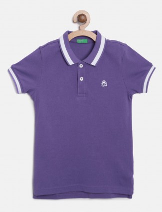 UCB purple solid polo neck t-shirt