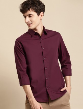 UCB solid style cotton shirt in wine hue