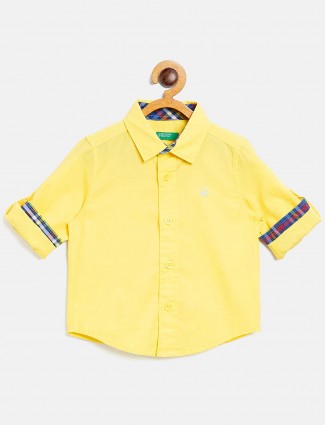 United Colors of Benetton solid bright yellow shirt