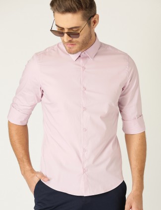 United Colors of Benetton solid pink cotton shirt 