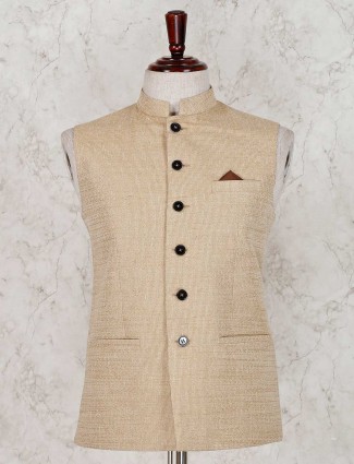 Waistcoat in solid beige terry rayon