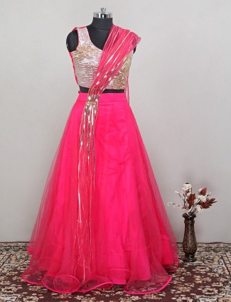 Wedding functions hot pink designer lehenga choli in net