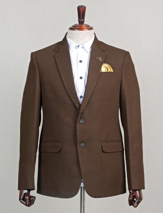 Wedding wear brown terry rayon blazer for men