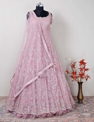 Wedding wear pink georgette gown for women