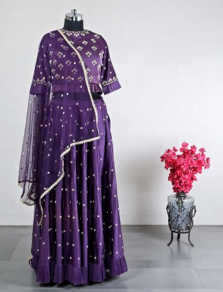 Wedding wear violet lehenga choli in cotton silk