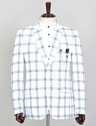 White checks style terry rayon blazer