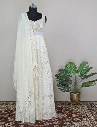 White shade wedding wear floor-length Anarkali suit for woman