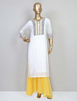 White silk casual wear palazzo suit