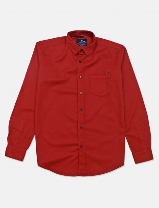 xPioneer maroon slim fit solid shirt