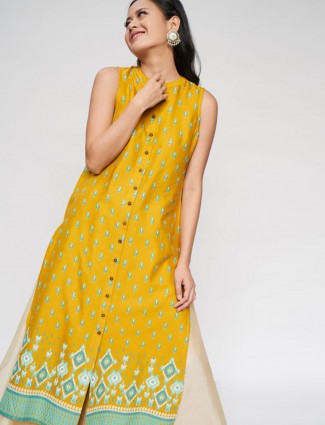 Yellow casual wear kurti in cotton