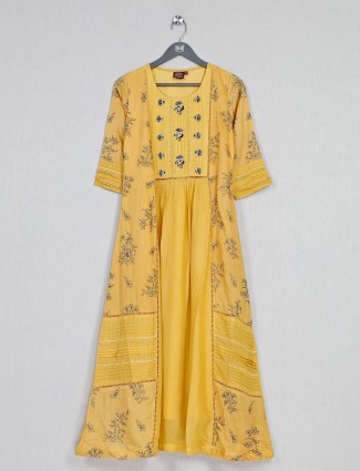 Yellow cotton kurti for casual wear