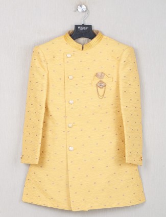 Yellow silk indo western for little boys