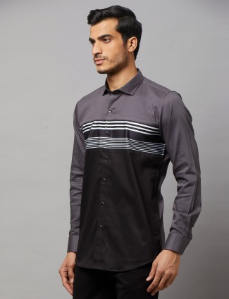 Z2000 stripe grey and black mix match shirt in cotton