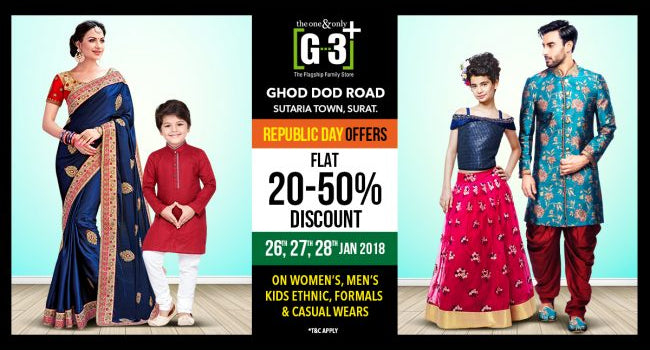 Last Day Flat 20%-50% Republic Day SALE at G3+ Sutaria Town, Ghoddod Road, Surat