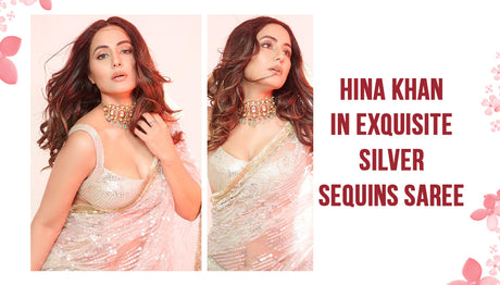Hina Khan in Exquisite Silver Sequins Saree