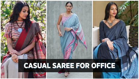 Casual Sarees for Work Wear - Cotton, Crepe, Georgette, Bhagalpuri silk