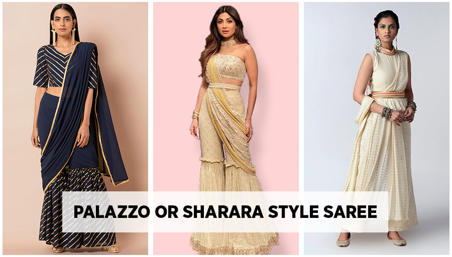 Styling Tips to wear Palazzo Saree or Sharara style Saree
