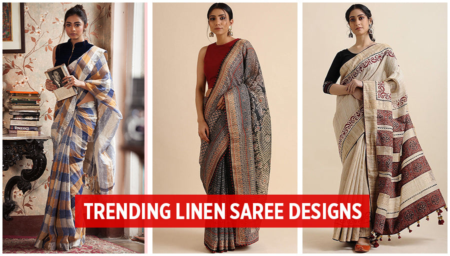 Top Trending Linen saree design you must know