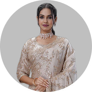 Beige Silk Saree