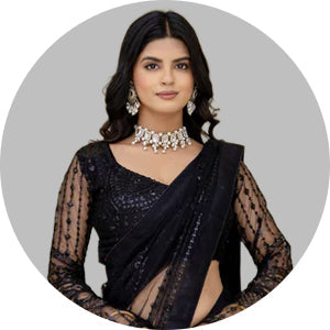 Black Printed Saree