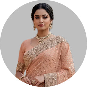 Peach Saree