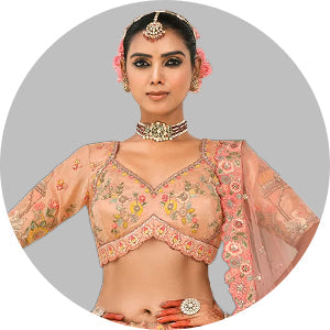 Peach Colour Wedding Lehenga