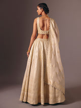 Gold banarasi tissue silk lehenga choli with mirror detailing