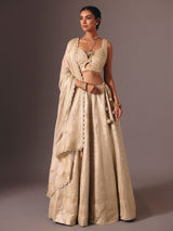 Gold banarasi tissue silk lehenga choli with mirror detailing