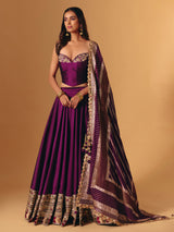 Purple silk wedding wear lehenga choli with zardosi work