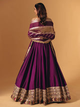Purple silk wedding wear lehenga choli with zardosi work
