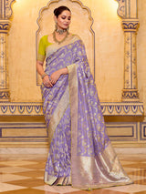 Charming lavender banarasi crepe silk saree