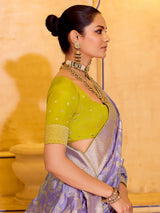 Charming lavender banarasi crepe silk saree