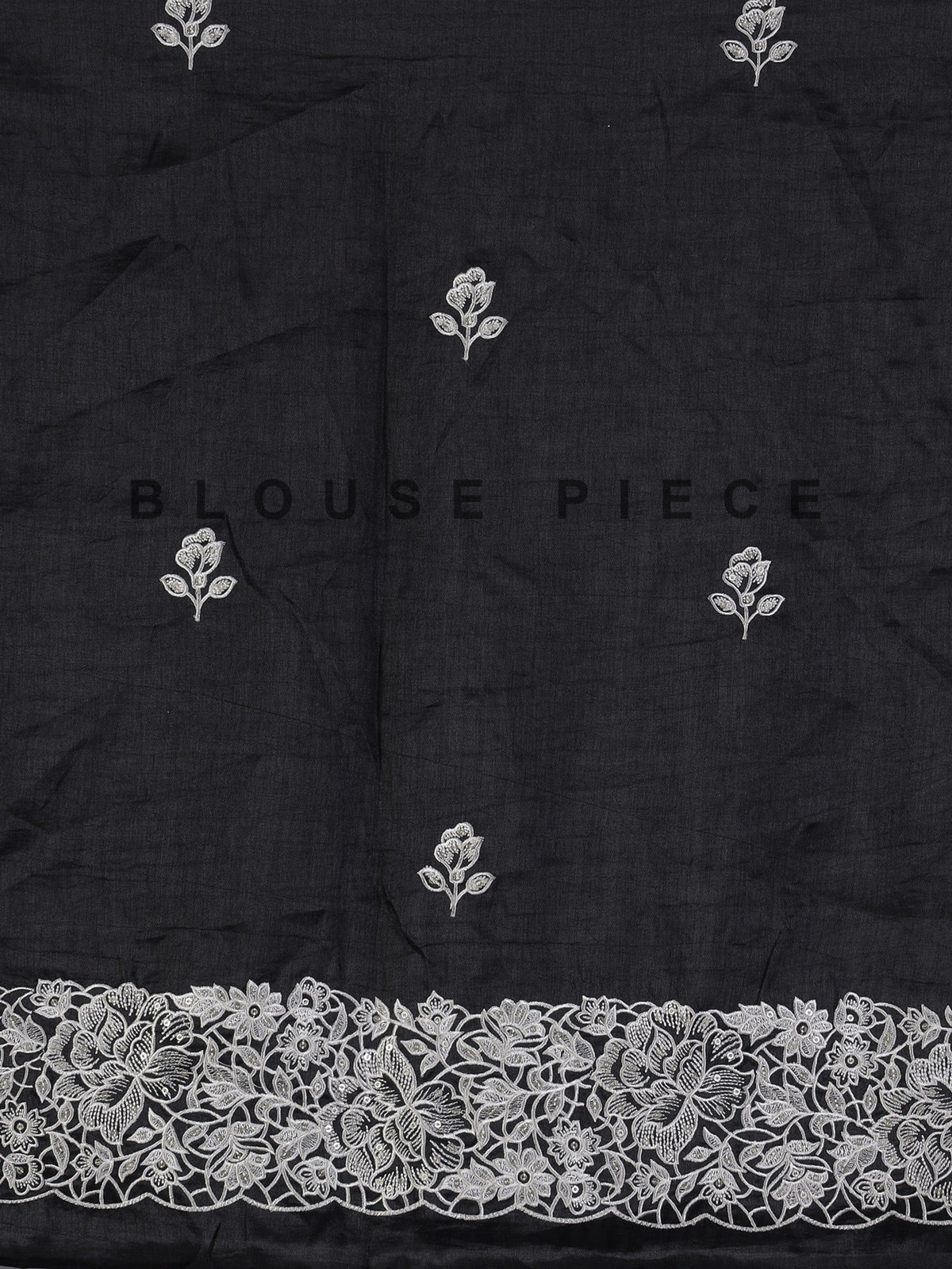 Black semi tusser silk saree with rich sequin work